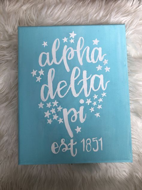 Sorority Canvas Adpi, Adpi Paintings, Adpi Canvases, Alpha Delta Pi Canvas Painting, Alpha Xi Delta Canvas, Sorority Canvas Paintings Delta Zeta, Aphi Canvas Painting, Delta Gamma Crafts, Alpha Delta Pi Canvas