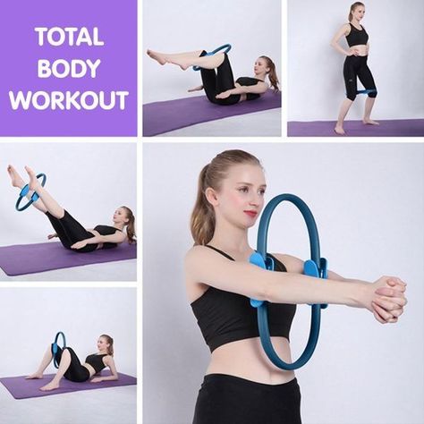 👉A Pilates ring is also known as a yoga ring which is helpful to tone the muscles of your arms, legs, thighs, and abs. There are endless options to use it to target specific body parts. 
👉Shop now online at Fitness Equipments. Ring Exercises, Pilates Ring Exercises, Exercise Band, Yoga Home, Yoga Ring, Rehabilitation Exercises, Tone Thighs, Muscular Strength, Full Body Workouts