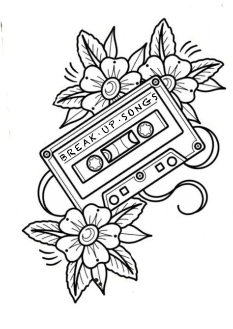 American Traditional Cassette Tattoo, Traditional Cassette Tattoo, Casette Tape Tattoo, Cassette Tape Drawing, Cassette Tape Tattoo, Acdc Tattoo, Cassette Tattoo, Tape Tattoo, Designing Tattoos