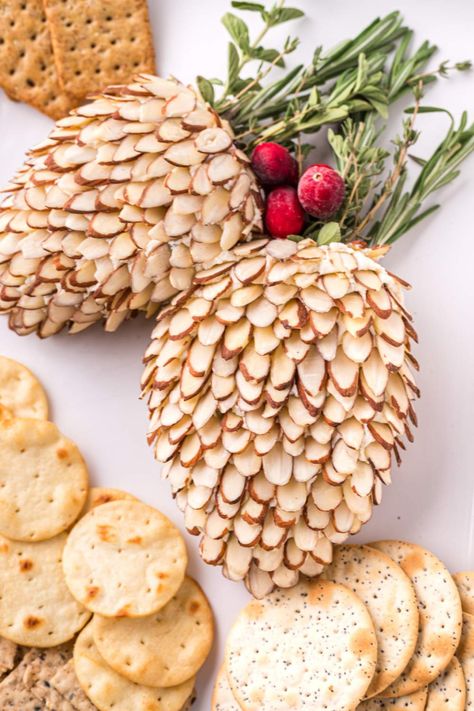 Pinecone Holiday Cheese Ball Feta Cheese Ball, Cream Cheese Ball, Holiday Cheese, Christmas Cheese, Thanksgiving Appetizer Recipes, Fresh Meals, Family Fresh Meals, Holiday Recipes Christmas, Cheese Ball Recipes