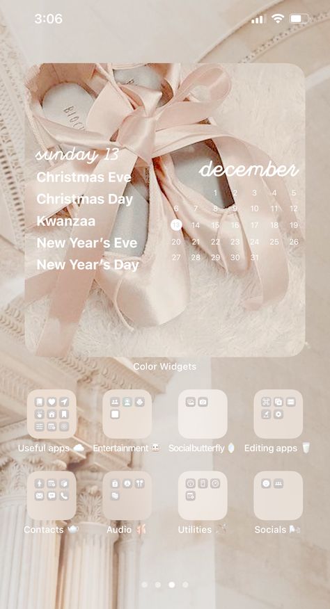 Ballet Homescreen, Aesthetic Widgets, Iphone Layouts, Ballet Aesthetic, Winter Iphone, Aesthetic Homescreen, Dance Themes, Dance Stuff, Apple Icon