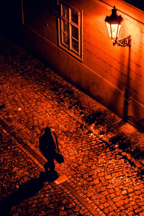 A night in Prague (Czech Republic) Spooky Scenery, Terracotta Aesthetic, Colored Aesthetic, Orange Widget, Orange Collage, Neon Noir, Color Personality, Arte Cyberpunk, Neon Aesthetic