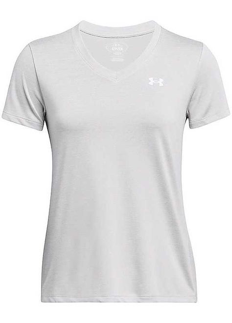 Experience the perfect blend of comfort and style with our women's Tech Twist Short Sleeve V-Neck T-Shirt from Under Armour. This versatile piece is a must-have for any active woman's wardrobe.Crafted with our signature Tech fabric, this shirt offers superior moisture-wicking capabilities to keep you cool and dry during even the most intense workouts. The twist effect adds a touch of texture to the plain design, elevating your look without sacrificing functionality. The V-neck cut provides a fla Twist Short, Plain Design, Intense Workout, Active Women, Keep Your Cool, Range Of Motion, Running Errands, Moisture Wicking, Timeless Design