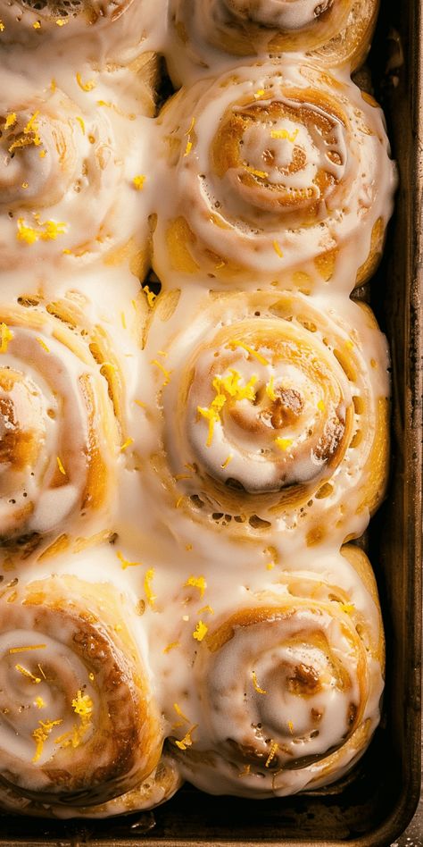 Lemon Rolls [55 Minutes] - Chasety Lemon Rolls, Cinnabon Rolls, Vegan Egg Substitute, Sweet Glaze, Frozen Lemon, Baked Rolls, Lemon Filling, Cinnamon Recipes, Desserts Menu