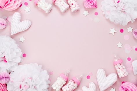 Photo frame made of decorative baby milk... | Premium Photo #Freepik #photo #baby-gift #baby-party #baby-pink #newborn-card Decorations For Baby Shower, Newborn Card, Shower Background, Baby Background, Party Flats, Printable Invoice, Background Baby, Romantic Love Images, Pink Newborn