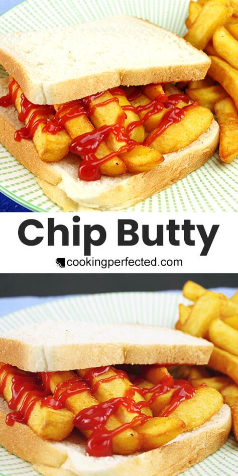 How to make a Chip Butty Chip Buddy Sandwich, Chip Butty Recipe, Chip Butty Sandwiches, Baked Potato Instant Pot, Baked Potatoes In Air Fryer, Potato On The Grill, Potatoes In Crock Pot, Potato Dinners, Potato Instant Pot