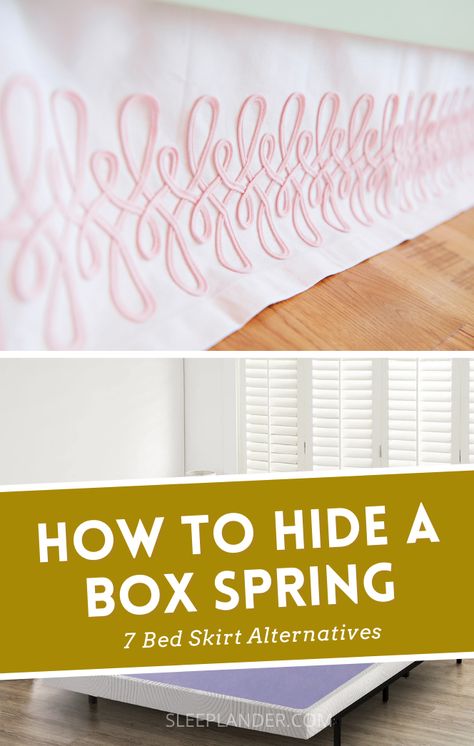 Looking for decor ideas on how to hide a box spring? Grab our tutorial for bed skirt alternatives and DIY decor ideas for hiding a box spring. Bed Skirt Alternative, Diy Bed Skirt, Bed Frame Legs, Box Spring Bed Frame, Box Spring Cover, Bed Risers, Hidden Bed, Bed Legs, Box Spring Bed