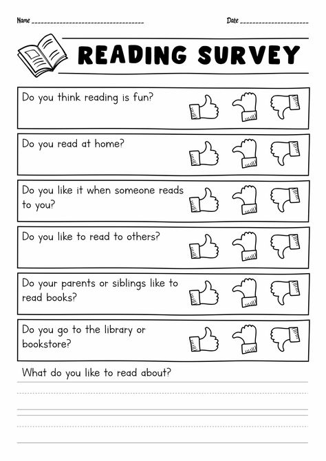 Student Reading Interest Survey Reading Interest Survey Elementary, Character Traits For Kids, Reading Interest Inventory, Student Interest Inventory, Reading Inventory, Reading Interest Survey, Preschool Memory Book, Student Interest Survey, Reading Survey