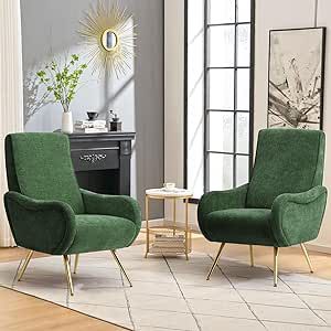 Green Accent Chair, Comfy Reading Chair, Accent Chair Set, Chairs For Small Spaces, Small Space Bedroom, Comfortable Lounge, Chair For Living Room, Guest Chair, Furniture Feet