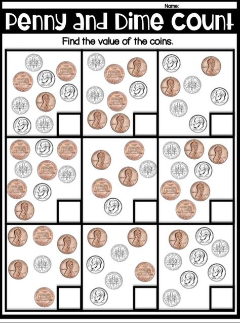 Counting Pennies Worksheet, Coins Kindergarten, Counting Money Activities, Math Functions, Counting Coins Worksheet, Money Kindergarten, Money Learning, Counting Pennies, Rote Counting