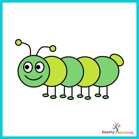 How to Draw a Caterpillar Step by Step Drawing Tutorial - CraftyThinking Catipillar Drawing Simple, Caterpillar Drawing, Shapes Drawing, Paper Crafts Magazine, Space Drawings, Directed Drawing, Creative Tutorials, Blending Tools, Doodle Cartoon