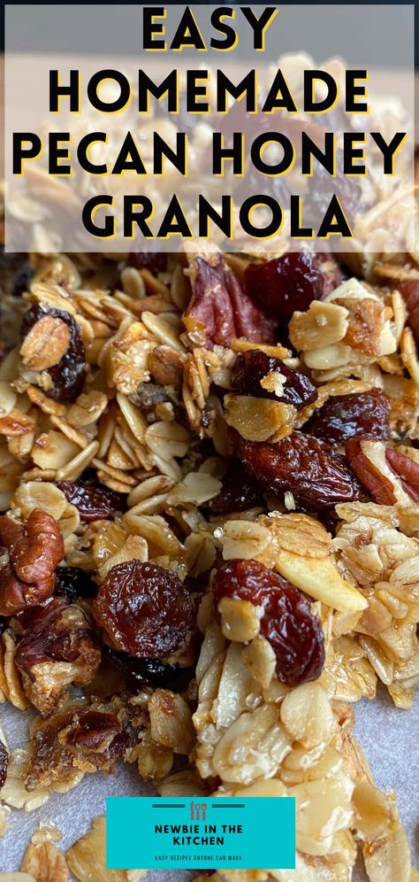 Honey Granola Recipe, Healthy Homemade Granola Recipe, Homemade Granola Recipe, Easy Homemade Granola, Homemade Granola Healthy, Granola Recipe Healthy, Cinnamon Granola, Easy Granola, Honey Granola