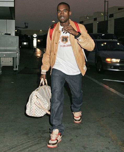 Kanye West Outfits, Kanye Fashion, Kanye West Style, Outfits 2000s, Rapper Outfits, 90s Hip Hop Fashion, Black Men Street Fashion, Mens Outfit Inspiration, Fire Fits