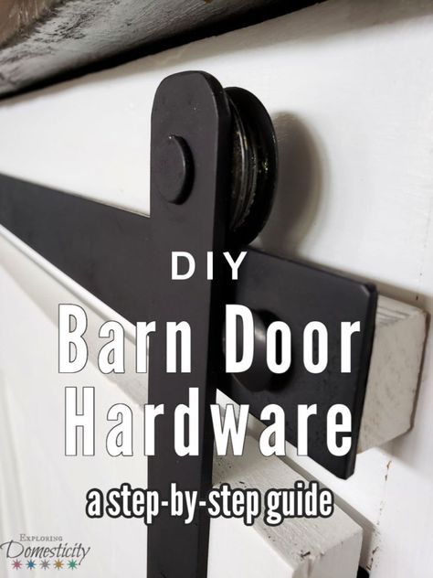 A step-by-step guide to making your own (much less expensive!) Barn Door Hardware  #barndoor #farmhouse #furniture #homedecor #barndoordiy #diy #farmhousediy #farmhousedecor Barndoor Diy, Diy Barn Door Cheap, Cheap Barn Door, Cheap Barn Door Hardware, Barnwood Ideas, Replacement Patio Doors, Twin House, Sliding Door Rollers, Diy Barn Door Hardware