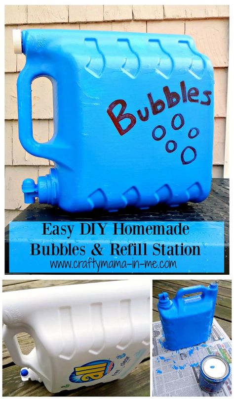 Refill Station, Homemade Bubbles, Diy Simple, Crafty Mama, Backyard Games, Toddler Fun, Summer Activities For Kids, Backyard Fun, Diy Homemade