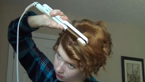 Best Curling Irons For Short Hair, How To Curl Pixie Hair Tutorials, Curl Short Hair With Straightener, How To Curl Short Layered Hair, How To Curl Short Hair With A Wand, Curling Iron Short Hair, Hair With A Straightener, Curl Short Hair, Pixie Cut Curly Hair