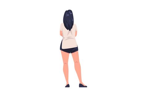 Female From Behind Reference, Woman From Behind Reference, Person Facing Backwards, Character From Behind, Standing Back View, Legs From Behind, Woman Back View, Woman From Behind, Human Back