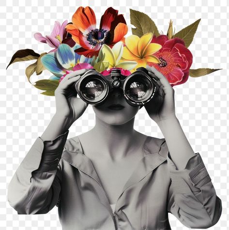 Women With Binoculars, Binoculars Aesthetic, Binoculars Art, Slacks Aesthetic, Woman Collage, Inspo Collage, Collage Png, Vintage Binoculars, Male Trousers