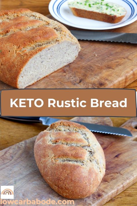 This low-carb bread comes incredibly close, both in looks and texture, to traditional artisan bread. It is chewy, has a thick crust, and tastes like rustic whole-wheat bread! With just a few ingredients, you can make it in no time! Keto Brood, Comidas Keto, Best Keto Bread, Low Carb Low Fat Recipes, Lowest Carb Bread Recipe, Breakfast Low Carb, Postre Keto, Baking Powder Uses, Baking Soda Beauty Uses