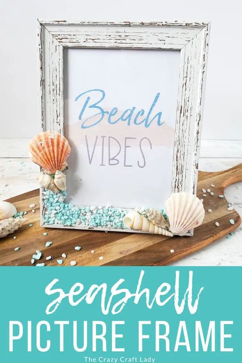 Seashell Picture Frame Seashell Picture Frame, Beach Picture Frames, Seashell Picture Frames, Beach Crafts Diy, Seashell Frame, Beach Themed Crafts, Painted Picture Frames, Picture Frame Crafts, Seashell Projects