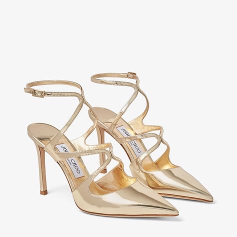 AZIA PUMP 95 | Gold Liquid Metal Leather Pumps | Autumn Collection | JIMMY CHOO Rose Gold Accessories, Jimmy Choo Gold, Liquid Metal, Gold Pumps, Shoes Luxury, Jimmy Choo Shoes, Footwear Design Women, Black High Heels, Designer Boots