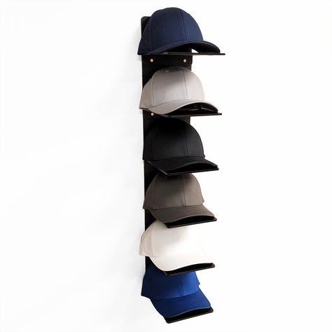 From OnDisplay comes a beautifully designed acrylic wall-mounted hat display. Acrylic Shelves, Cap Organizer, Cap Display, Hanging Hats, Acrylic Shelf, Hat Organization, Hat Display, Hat Storage, Hat Rack