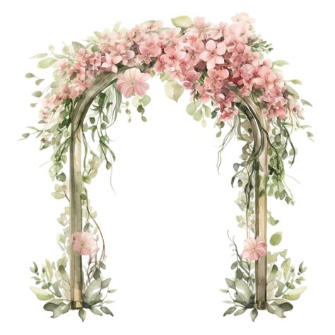 Wedding Arch Illustration, Canh Chua, Floral Arch Wedding, Wedding Watercolor, Png Free Download, Wedding Arch Flowers, Wedding Elements, Watercolor Floral Wedding Invitations, Watercolor Plants