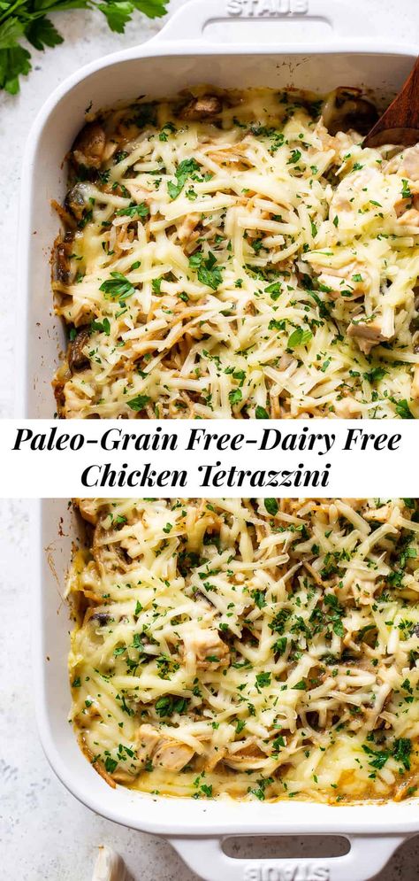 Grain Free Noodles, Paleo Chicken Spaghetti, Gluten Free Dairy Free Chicken Tetrazzini, Rotisserie Chicken Recipes No Dairy, Dairy Free Chicken Tetrazzini, Dairy Free Chicken Spaghetti Recipe, Paleo Recipes With Rotisserie Chicken, Shredded Chicken Recipes Gluten And Dairy Free, Dairy Free Recipes With Rotisserie Chicken