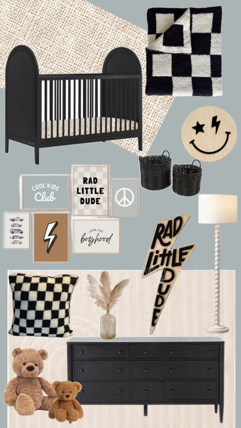 #raddude#cooldude#boynursery#boysroom#pastelblueroom#checkerdecor#checkeredroom#blackandwhitenursery#blackcrib#nurseryideas#boyvibe Checkered Nursery, Nursery Accent Wall, Toddler Boy Room Decor, Baby Boy Room Decor, Kids Bedroom Inspiration, Nursery Room Design, Baby Room Inspiration, Baby Boy Room Nursery, Nursery Room Inspiration