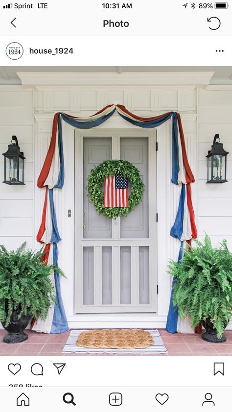 Patriotic Porch, 4th July Crafts, Coastal Grandmother, Fourth Of July Decor, 4th Of July Celebration, 4th Of July Decorations, Patriotic Holidays, July Crafts, 4th Of July Party