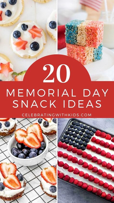 Planning a Memorial Day get-together? Explore delicious and festive Memorial Day snack ideas for a memorable gathering. Memorial Day Snacks, Memorial Day Foods, Creative Breakfast, July Ideas, Patriotic Holidays, Holidays With Kids, Snack Ideas, Veterans Day, I Love Food