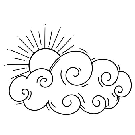 sun with cloud Celestial Illustration Sun And Clouds Drawing Simple, Sun And Clouds Drawing, Cloud Doodle, Celestial Illustration, Free Printable Clip Art, Doodle Journal, Sky Pattern, Simple Drawings, Cloud Tattoo