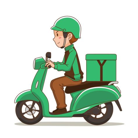 Guy Cartoon, Food Character, Green Motorcycle, Foto Macro, Delivery Guy, Grab Food, Free Psd Flyer Templates, Red Motorcycle, Isometric Illustration