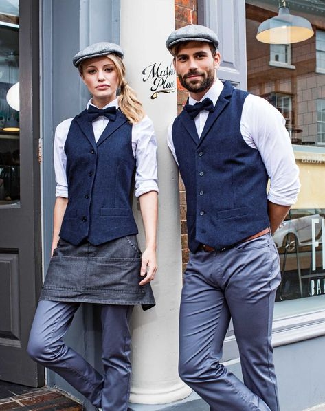 Waiter Uniform Design, Barista Uniform, Bartender Uniform, Waiter Outfit, Bar Uniform, Barista Outfits, Bartender Outfit, Waitress Outfit, Cafe Uniform