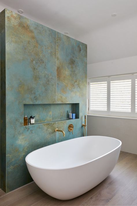 Master En Suite - Twickenham - Modern - Bathroom - London - by KALLUMS Bathrooms | Houzz UK Large Bathroom Tiles Ideas, Feature Tiled Wall Bathroom, Bathroom With Feature Wall Tiles, Large Green Bathroom Tiles, Large Green Tile Bathroom, Feature Bathroom Tiles, Bathroom Feature Tile, Big Bathroom Tiles Wall, Feature Tiles Bathroom