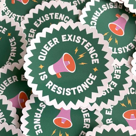 Queer Existence Is Resistance

A vinyl sticker that celebrates queer identity and resistance. Perfect for any queer person who is proud of who they are. #queer #lgbt #pride . #Queer_Moodboard #Queer_Branding #Sticker_Sheet_Design #Pride_Packaging Queer Joy Art, Sticker Illustration Design, Queer Moodboard, Queer Branding, Logo Sticker Design, Queer Stickers, Pride 2024, Sticker Packaging, Retro Stickers