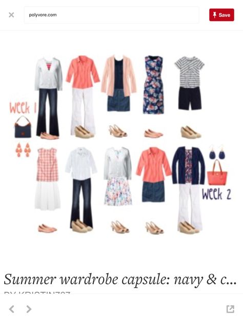 NAVY & PEACH CAPSULE WARDROBE ￼   ￼  ￼ ￼ ￼ ￼ Peach Capsule Wardrobe, Minimal Classic Style, 60 Outfits, Minimalist Packing, Capsule Wardrobe Essentials, Coral Navy, Travel Capsule, Travel Capsule Wardrobe, Minimal Classic