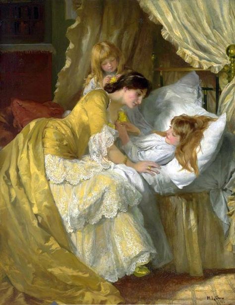 ~Mary Lightbody Gow - A Kiss Goodnight Kiss Goodnight, Istoria Artei, Victorian Paintings, Rennaissance Art, Historical Painting, Art Ancien, Classic Paintings, Victorian Art, Historical Art