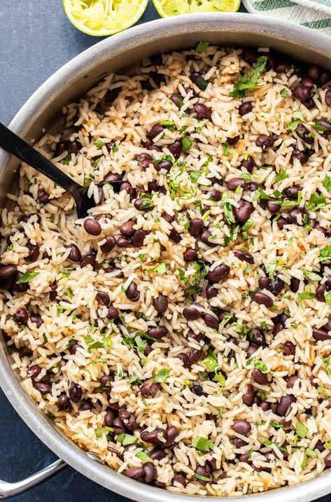 Black Beans and Rice Jamaican Black Beans And Rice, Black Beans And Brown Rice Recipe, Brown Rice And Black Beans, Black Beans And Rice Recipe, Recipes Using Rice, Rice And Black Beans, Jerk Salmon, Bean And Rice, Honey Chipotle Chicken