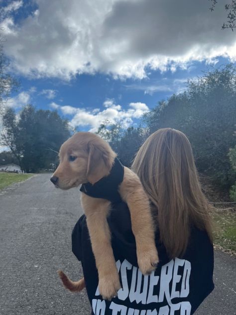 Dog Walking Pictures, Golden Retriever Girl Aesthetic, Girl And Dog Aesthetic, Girl With Golden Retriever, Golden Retriever Girl, Preppy Dog, Dog Girl, Cute Dog Pictures, Makijaż Smokey Eye