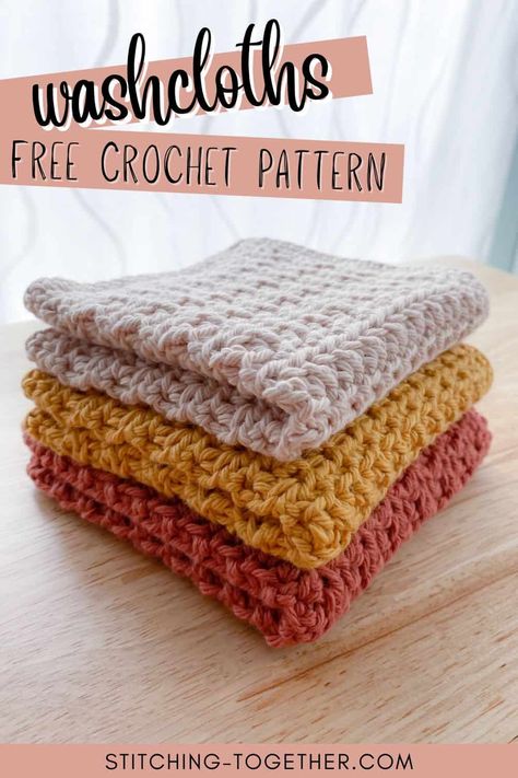 Cotton Yarn Projects, Crochet Washcloth Free Pattern, Crochet Washcloth Free, Cotton Crochet Patterns, Cloth Crochet, Crochet Washcloth Pattern, Crochet Potholder Patterns, Crochet Pattern Instructions, Crochet With Cotton Yarn