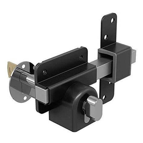 Gatemate 1490106 Euro Long Single Throw Lock with Thumb Turn P11, Black/Stainless Steel, 50 mm Wooden Gate Door, Garage Door Lock, Barn Door Locks, Outdoor Gate, Side Gates, Gate Locks, Double Gate, Shed Doors, Double Lock