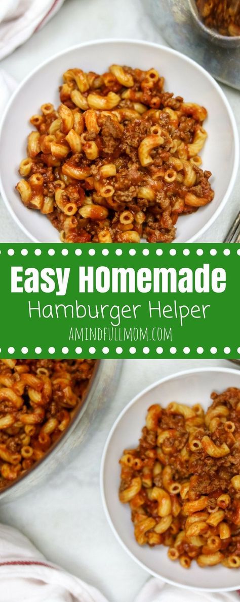 Healthy Homemade Hamburger Helper Skillet: A boxed classic has been given a healthy upgrade, but yet still comes together in one pan for an easy, pleasing family meal. | 30 Minute Recipe | Easy Family Dinner | Easy Pasta Dinner | Kid Friendly Dinner | Easy Family Dinner Dinner Kid Friendly, Easy Family Dinners Healthy, Classic Family Meals, Easy Skillet Dinner, Easy Pasta Dinner, Homemade Hamburger, Healthy Family Dinners, Homemade Hamburgers, Hamburger Helper