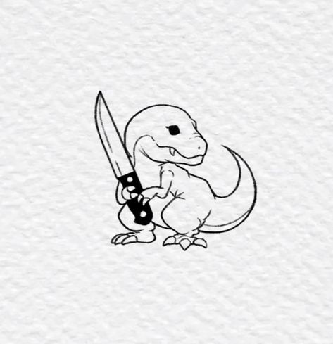 Dino Sibling Tattoos, Unique Dinosaur Tattoo, Small Drawing Tattoo Ideas, Dino Flash Tattoo, Trex Cute Tattoo, Dinosaur Riding A Skateboard Tattoo, Velociraptor Tattoo Cute, Mini Cute Tattoos Simple, Cute Dinosaur Tattoo Ideas