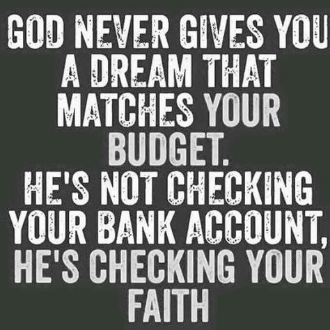 God doesn't give you a dream that matches your budget. He gives you a dream that matches your faith Vertrouw Op God, God Blessings, Celebrate Recovery, Inspired Quotes, Biblical Inspiration, Life Quotes Love, Insta Post, Pretty Hair, Tony Robbins