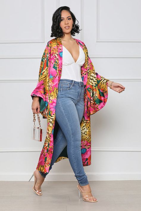 Diva Chic, Maxi Kimono, Summer Styling, Easy Outfit, Simple Top, Cute Fit, Up Girl, Kimono Fashion, Curvy Fashion