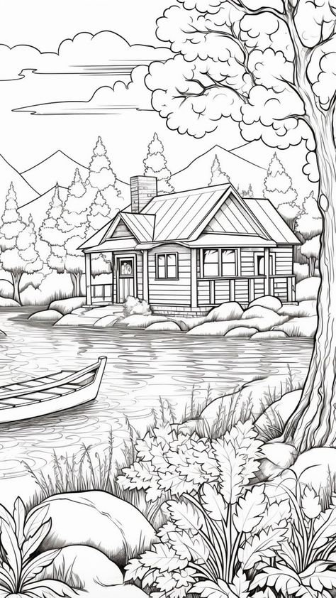 Fall Coloring Pages For Adults, Alfabeto Disney, Free Adult Coloring Printables, Coloring Pages Nature, Adult Coloring Books Printables, Fall Coloring, Adult Colouring Printables, House Colouring Pages, Abstract Coloring Pages