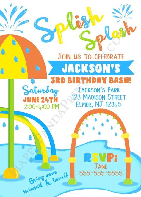 SPLISH SPLASH Birthday Invitation Splash Pad Invitation Water Park Birthday Invitation Splash Party Splish Splash Birthday Party, Summer Birthday Invitations, Splash Party, Pool Party Birthday Invitations, Park Birthday, Splash Park, Dinosaur Birthday Invitations, Invite Ideas, Pool Birthday