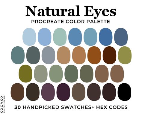 Coloring Pallets, Color Palettes Procreate, Color Seeds, Hair Color Swatches, Color Palette Procreate, Eye Color Palette, Colour Palate, Eye Color Chart, Procreate Palette