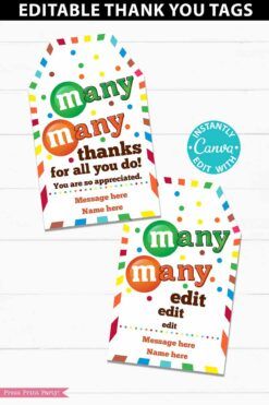 Thank You Candy Sayings, Thank You Gifts For Substitute Teacher, M&m Teacher Gift, M&m Gift Tag, Thank You Candy Gifts, Para Appreciation Gifts, Cute Candy Sayings, Thank You Gift, Thank You Sayings